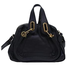 Chloé-Chloe Mini Paraty Hand Bag Leather 2way Black 02 15 50 65 Auth ki4561-Black