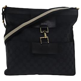 Gucci-GUCCI Sherry Line GG Canvas Shoulder Bag Black White 001 4094 Auth mr271-Black,White