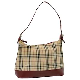 Burberry-BURBERRY Nova Check Shoulder Bag Canvas Beige Auth 79107-Beige