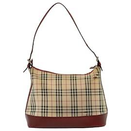 Burberry-BURBERRY Nova Check Shoulder Bag Canvas Beige Auth 79107-Beige