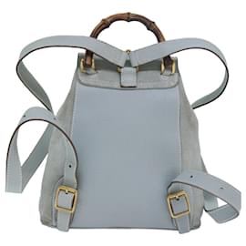 Gucci-Sac à dos en daim GUCCI Bamboo Bleu 003 2058 0030 Auth yk13148-Bleu