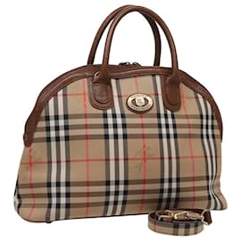 Autre Marque-Burberrys Nova Check Hand Bag Canvas 2way Beige Auth 79193-Beige