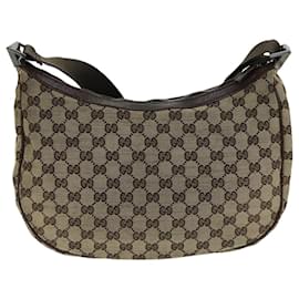 Gucci-GUCCI GG Canvas Shoulder Bag Beige Brown 122790 Auth 79174-Brown,Beige