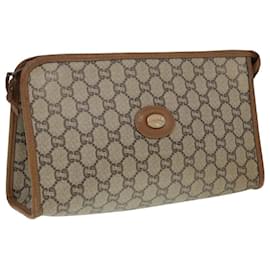 Gucci-GUCCI GG Plus Supreme Clutch Bag PVC Beige Auth 79412-Beige