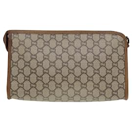 Gucci-GUCCI GG Plus Supreme Pochette en PVC Beige Auth 79412-Beige