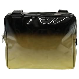 Prada-PRADA Sac à épaule Cuir verni Ton or Noir Auth 78080-Noir,Autre