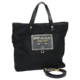 Prada-PRADA Sac Tote Nylon 2way Noir Auth 79852-Noir