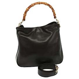 Gucci-Sac à main en cuir GUCCI Bamboo 2 voies marron 001 1638 Auth 78793-Marron