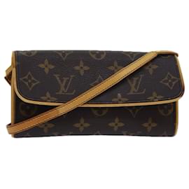 Louis Vuitton-LOUIS VUITTON Monogram Pochette Twin PM Shoulder Bag M51854 LV Auth 79810-Monogram