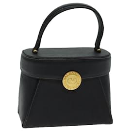 Valentino-Sac à main VALENTINO en cuir Safiano noir Auth ki4640-Noir