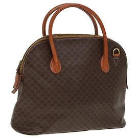 Céline Bolsa de mão em lona Macadam CELINE PVC marrom Auth yk13182 Marrom