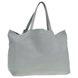 Céline-Sac cabas horizontal CELINE en cuir bleu clair Auth mr333-Bleu clair