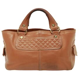 Céline-CELINE Hand Bag Leather Brown Auth 77738-Brown