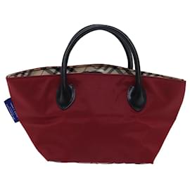 Burberry-Sac à main en nylon beige et rouge Burberry Nova Check Blue Label Auth mr331-Rouge,Beige