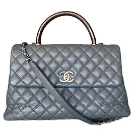 Chanel Bolsa de aba grande Coco Handle Cinza