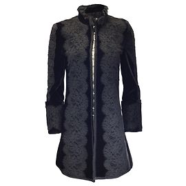 Schwarze Samtjacke mit Spitze von Andrew Gn Schwarz