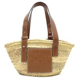 Loewe-Tan LOEWE Small Raffia Basket Tote-Camel