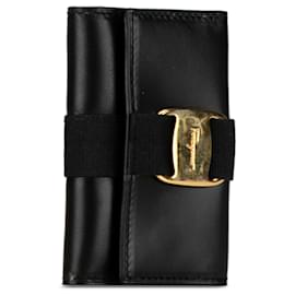 Salvatore Ferragamo-Black Ferragamo Vara Bow Leather Key Holder-Black