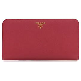 Prada-Red Prada Saffiano Zip Wallet-Red