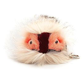 Fendi-Brown Fendi Monster Fur Pom-Pom Bag Charm Key Chain-Brown