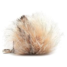 Fendi-Brown Fendi Monster Fur Pom-Pom Bag Charm Key Chain-Brown