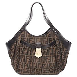 Fendi-Brown Fendi Zucca Canvas Shoulder Bag-Brown