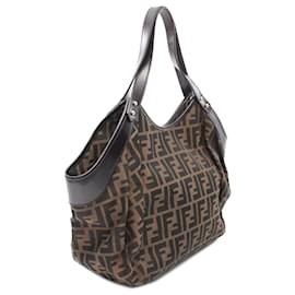 Fendi-Brown Fendi Zucca Canvas Shoulder Bag-Brown