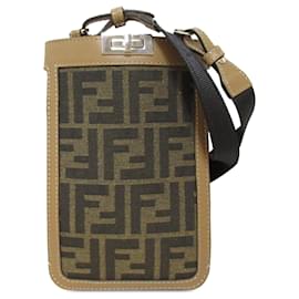 Fendi-Brown Fendi Zucca Peekaboo Phone Case Crossbody Bag-Brown