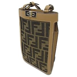 Fendi-Brown Fendi Zucca Peekaboo Phone Case Crossbody Bag-Brown