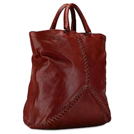 Bottega Veneta-Red Bottega Veneta Intrecciato Trimmed Tote-Red