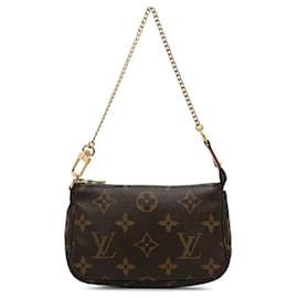 Louis Vuitton-Bolsa Mini Pochette Accessoires Monograma Louis Vuitton marrom-Marrom