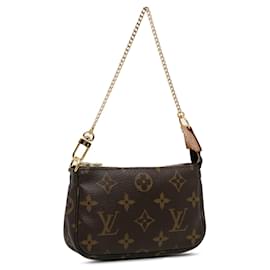 Louis Vuitton-Bolsa Mini Pochette Accessoires Monograma Louis Vuitton marrom-Marrom