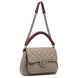 Chanel-Sac à main Prestige Flap en cuir de veau gris Chanel-Autre