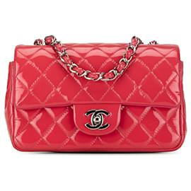 Chanel-Pink Chanel Mini Rectangular Classic Patent Single Flap Crossbody Bag-Pink