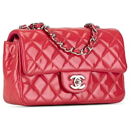 Chanel-Rosa Chanel Mini Rechteckige Klassische Lack Einzelflap Umhängetasche-Pink