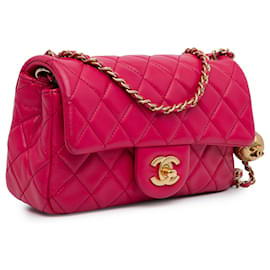 Chanel-Pink Chanel Mini Rectangular Lambskin Pearl Crush Flap Crossbody Bag-Pink