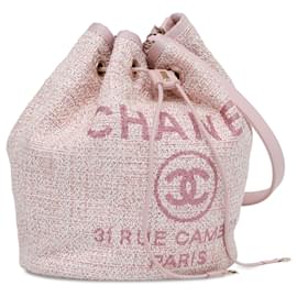 Chanel-Pink Chanel Tweed Deauville Drawstring Bucket Bag-Pink