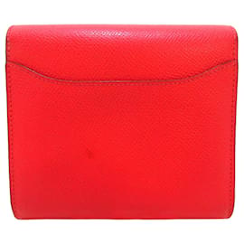 Hermès-Red Hermès Epsom Constance Compact Wallet-Red