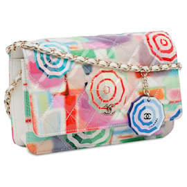 Chanel-White Chanel Patent Umbrella Rainbow Wallet On Chain Crossbody Bag-White