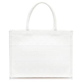 Dior-White Dior Medium Cannage Book Tote-White