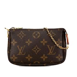 Louis Vuitton-Bolsa Mini Pochette Accessoires Monograma Louis Vuitton marrom-Marrom