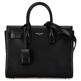 Saint Laurent-Black Saint Laurent Nano Leather Sac De Jour Satchel-Black