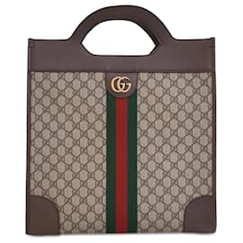 Gucci-Brown Gucci GG Supreme Ophidia Vertical Tote-Brown