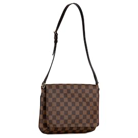 Louis Vuitton-Bolso de hombro Musette Tango de cor marrón con correa corta en Damier Ebene de Louis Vuitton-Castaño