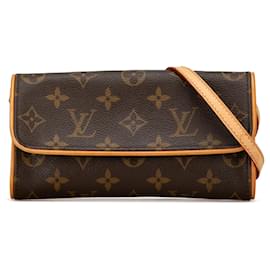 Louis Vuitton-Bolso cruzado Pochette Twin PM Monograma Louis Vuitton marrón-Castaño