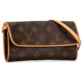 Louis Vuitton-Bolso cruzado Pochette Twin PM Monograma Louis Vuitton marrón-Castaño