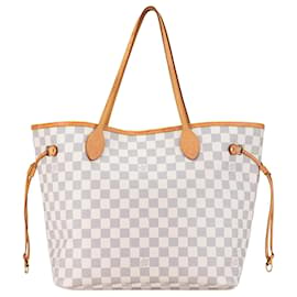 Louis Vuitton-Sac tote Neverfull MM Damier Azur Louis Vuitton blanc-Blanc