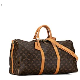 Louis Vuitton-Bolsa de viagem Keepall Bandoulière 50 Monograma Louis Vuitton marrom-Marrom