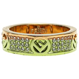 Fendi-Gold Fendi Gold Plated F Is Fendi Crystal Band Ring-Golden