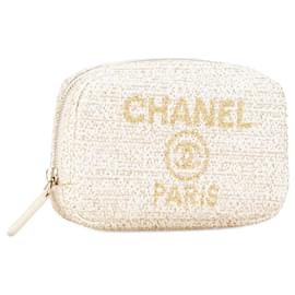 Chanel-Pochette cosmétique Deauville en tweed blanc Chanel-Blanc